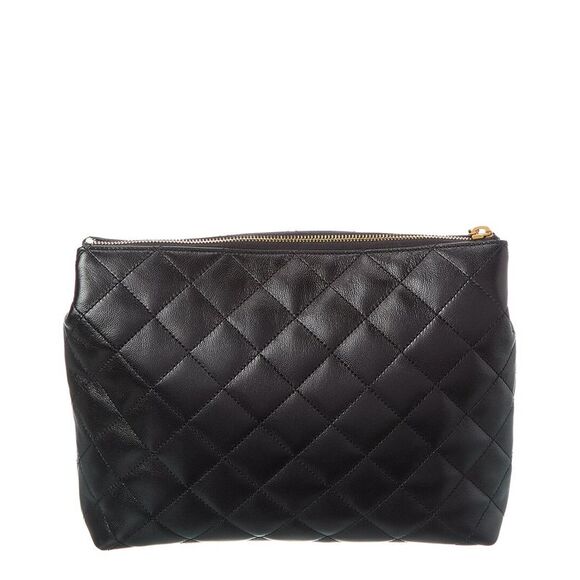 Saint Laurent Cassandre Quilted Cosmetic Pouch Black